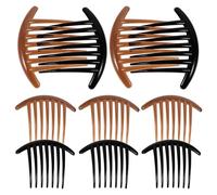 Healeved Peine Lateral Acrílico 10 Piezas 7 Dientes para Mujer y Niña, Colores Negro y Café, Peine Cabello Portátil y Práctico para Uso Diario