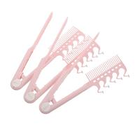 Healeved Peine Plegable Antiestático Forma de V para Plancha Compacto y Resistente al Calor 3 Unidades Color Rosa Adecuado para Viaje y Retoques Rápidos Bolso de Mujer