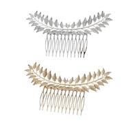 Healeved Peines Laterales Metálicos 2 Pcs Hojas Huecas, Accesorio Cabello Mujer, Pinzas Pelo en Dorado y Plateado, Peine Lateral para Peinados Diarios y Fiesta