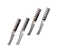 Healeved Peines Plegables De Acero Inoxidable Para Hombres y Mujeres 4 Piezas Compacto Portátil Para Cabello y Barba Uso Diario Abridor De Botellas Negro y Ámbar