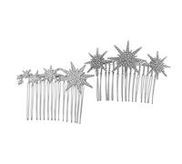 Healeved Peineta De Gemas De Imitación 2 Unidades Tamaño Compacto Plateada Para Mujer Tocado De Novia Boda Accesorio Cabello Elegante y Resistente