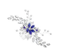 Healeved Peineta Pelo de Boda Azul de Aleación Delicada para Novias, Accesorio Único y Hermoso Adecuado para Cualquier Fiesta de Boda y Peinados Recogidos
