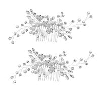 Healeved Peinetas para Novia 2 Piezas Cristales y Perlas Accesorio de Plata para Tocados de Boda Pieza de Pelo para Boda y Dama de Honor Joyas Cabello Nupcial Elegante