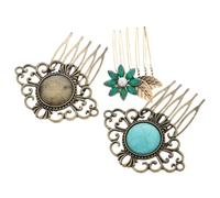 Healeved Peinetas Vintage Pelo 3 Piezas Cristales Verdes y Turquesa, Accesorio para Moño de Novia, Peines Laterales de Aleación, Tocado de Boda para Damas de Honor y Eventos Obsequios