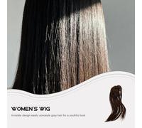 Healeved Peluca con diadema color castaño claro: fácil de usar, recta, trenzada, con flequillo y clip invisible. Ideal para mujeres con cabello blanco. 40 cm de extensión.