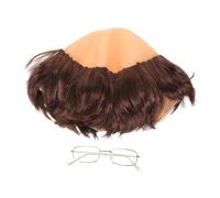 Healeved Peluca de Monje Calva para Hombre con Gafas Disfraz de Cosplay para Halloween y Fiestas Accesorio Realista y Cómodo de Peluca y Lentes para Adultos