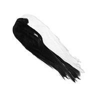 Healeved Peluca Sintética Larga Bicolor Negra y Blanca Peluca De Cosplay Respirable y Cómoda Para Mujer Cabello Liso Mitad Negro Mitad Blanco Diseño Realista y Suave Para Uso Diario