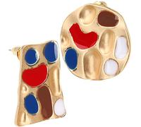 Healeved Pendientes Asimétricos Funky Metálicos para Mujer Adolescente, Aretes Estéticos Gota de Aceite, Joyas Artísticas para Fiesta y Uso Diario, Diseño Original y Seguro