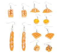 Healeved Pendientes Colgantes De Pan De Simulación Resinados, 6 Pares Multicolor, Accesorios Mujer, Uso Diario y Ocasiones Obsequios, Tamaño Cómodo y Ligero