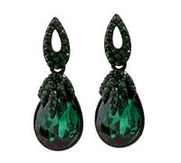 Healeved Pendientes Colgantes Vintage Gota De Agua, Joyas Verdes De Cristal, Pendientes De Mujer Bohemios Estilo Étnico, Diseño Ligero y Cómodo, Uso Diario y Fiestas, Color Verde Oscuro