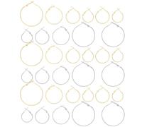 Healeved Pendientes de Aro Abiertos Cierre Francés Tipo Camarón 64 Piezas en Metal Dorado y Blanco K Pendientes Circulares Gruesos para Bisutería DIY Accesorios Colgantes para Mujer