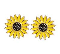 Healeved Pendientes De Botón Girasol Pequeños Esmalte Amarillo, Aretes De Flores Para Mujer Adolescente, Joyas Delicadas Para Orejas, Accesorios De Moda Para Uso Diario