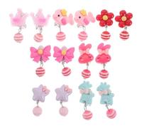 Healeved Pendientes De Clip Acrílicos Para Niñas Dibujos Animados, Tamaño Pequeño, Sin Perforación, Colores Surtidos, Ideales Para Disfraz y Fiestas, Set De 7 Pares