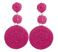 Healeved Pendientes De Rafia Para Mujer Hechos Mano De Ratán y Paja Bohemios Para Playa y Verano