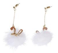 Healeved Pendientes Para Mujer De Bolas De Peluche Pompón De Orejas De Conejo Pendientes Colgantes De Bola Abullonada Para Adolescentes