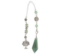 Healeved Péndulo para radiestesia, jade de cristal verde con cadena - Meditación de adivinación y brujería - Colgante de cristal de cuarzo Chakra Árbol de la Vida Regalo para mamá, esposa, novia