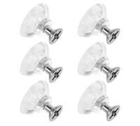 Healeved Perillas Transparentes para Cajones de Armarios 6 Piezas, Tiradores de Cristal Acrílico, Pomo de Armario Orificio, Accesorio para Muebles y Puertas de Cocina, Oficina y Dormitorio