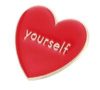Healeved Pin de Corazón de Aleación de Zinc Rojo Diseño de Palabras en Inglés, Decoración Versátil para Fiesta de San Valentín y Abrigo, Mensaje Positivo y Moderno
