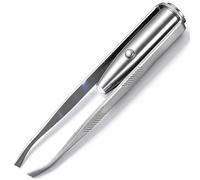 Healeved Pinzas de Cejas Diseño Inteligente Práctico Acero Inoxidable Luz LED para Mujer Depilador Facial Preciso para Cejas y Pestañas en Uso Diario
