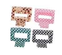 Healeved Pinzas Pelo que Sujeta Bien el Cabello Diseño de Cuadros en Acetato Forma de Garra Paquete de 4 Unidades y Es Cómoda para Usar para Usar