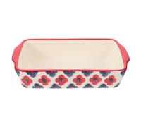 Healeved Placa para Hornear de Cerámica Asas Dobles, Molde Rectangular Azul para Horno y Microondas, Utensilio Doméstico para Quesos, Lasañas y Verduras Asadas, Bandeja Resistente y Fácil