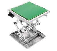 Healeved Plataforma Elevadora de Laboratorio 10x10 Cm de Acero Inoxidable Soporte de Gato Ajustable, Mesa Elevadora Manual Antideslizante Protección de Goma para Uso Científico Industrial