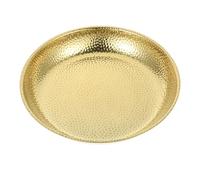 Healeved Plato de Acero Inoxidable Martillado Dorado 24 Cm - Bandeja Multifuncional para Barbacoa, Servir Pasta, Ensaladas y Frutas, Resistente a Altas Temperaturas, Uso Doméstico