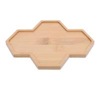 Healeved Plato de bambú en forma de cruz para plantas, plato para servir fruta, bandeja pequeña en forma de cruz para pasteles y repostería, bandeja para macetas, de goteo para macetas de interior