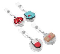 Healeved Portaetiquetas Nombre Retráctil 4 Piezas para Tarjetas de Identificación Médica Clips de PVC Suaves Diseño en Forma de Corazón Pastilla Estetoscopio y Nota Adhesiva Accesorio