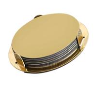 Healeved Posavasos Redondos Dorados de Acero Inoxidable 6 Piezas con Soporte Base Antideslizante de EVA para Aislamiento Térmico Protección de Encimeras en Cocina Bar y Reutilizable