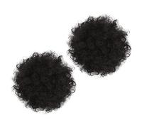 Healeved Postizos de Moño Afro Rizado 2 Piezas 15cm Cordón de Alta Temperatura para Mujeres Uso Diario Fiestas Accesorios Cabello