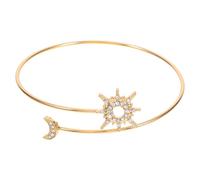 Healeved Pulsera Ajustable de Aleación Dorada Adorno de Mano en Forma de Sol y Luna, Brazalete Decorativo Fácil de Usar para Fiestas y Ocasiones Obsequios