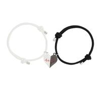 Healeved Pulsera Ajustable para Mujer 1 Par Piedra de Deseo Corazón Negro y Pulsera de Muñeca Magnética Símbolo de Amistad y Cariño para Enamorados