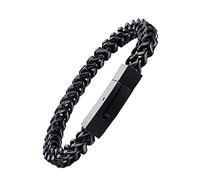 Healeved Pulsera De Acero Inoxidable Negro 21.5cm Cadena Gruesa Para Hombre Pulsera Punk Cierre De Candado Joyería De Moda Accesorios Para Hombres Adecuado Para Diario