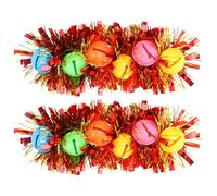 Healeved Pulsera de Guirnalda Cascabeles de Lana Bicolor 2 Piezas Color Rojo Intenso Ligera y Cómoda para Fiestas de Carnaval y Bailes