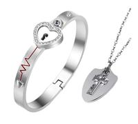 Healeved Pulsera de Pareja Proyección 100 Idiomas Corazón Acero Inoxidable Juego 2 Piezas Día de San Valentín Mujer Hombre Accesorio Romántico Ajustable