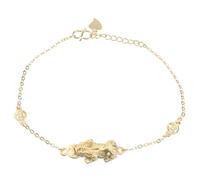 Healeved Pulsera Feng Shui Riqueza Ajustable Chapada Oro Diseño del Pi Yao Dorado Cadena Fina Unisex para Uso Diario y Atraer Prosperidad