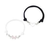Healeved Pulseras a Juego para Parejas en Acero Inoxidable Diseño Ajustable Cadena Milanesa Color Negro y Blanco Set de 2 Unidades Adecuado para Madres E Hijas y Obsequio de Amistad