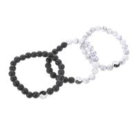 Healeved Pulseras Deportivas de Cuentas Ying Yang Mate, Pulsera Ajustable de Hilo Negro para Hombre y Mujer, Kit de 3 Piezas para Buena Suerte y Uso Diario
