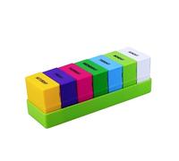 Healeved Rainbow - Pastillero con 4 compartimentos codificados por colores, 28 para organizador de medicamentos AM/PM, tapas de botón, color verde