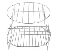 Healeved Rejilla Doble para Freidora de Aire 32qt-58qt 4 Brochetas de Acero Inoxidable 201 Accesorio para Asar y Cocinar al Vapor Soporte Multifuncional para Barbacoa y Cocina