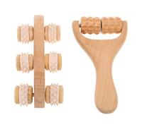 Healeved Rodillo de Masaje Portátil de Madera 15X8 CM y 13X65X6 CM Mini Masajeador Manual para Espalda Manos y Cuello Herramienta de Automasaje para Aliviar Músculos y Relajación