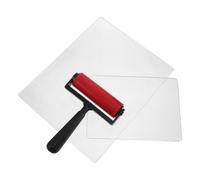 Healeved Rodillo para Estampar con Placa de Gel Reutilizable Rodillo de Goma Dura y Pincel para Tinta Artística Kit Compacto para Impresión Monoimpresión Manualidades y Técnicas Mixtas