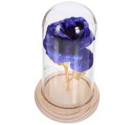 Healeved Rosas Preservadas Luces LED en Cúpula de Cristal Azul sin Batería Adorno de Flor para Decoración de Hogar y Oficina Cubierta de Cristal de Flor Inmortal