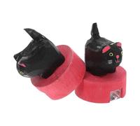 Healeved Sacapuntas de Madera Forma de Gato Negro Sacapuntas Pequeños para 2 Piezas Útiles Escolares Portátiles para Aula Premios y Regalos Escolares