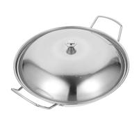 Healeved Sartén de Acero Inoxidable Gruesa de 9 Pulgadas Tapa y Doble Asa Olla Anti-Derrame para Cocina Casera y Restaurante Herramienta de Cocina para Saltear y Cocinar en Estufa Gas o