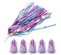 Healeved Serpentinas para Manillar de Patinete Infantil 6 Piezas, Cintas Borlas en Azul y Rosa Holográfico, Decoración Resistente al Clima para Bicicletas y Triciclos, Accesorio Seguro