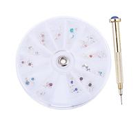 Healeved Set de 24 Dijes de Joyería para Uñas con Taladro Manual para Perforar Uñas Herramienta Práctica DIY en Salones y Uso Personal
