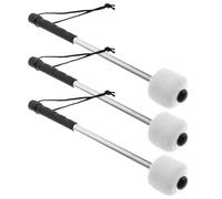 Healeved Set de 3 Baquetas Profesionales para Bombo, Mazas de Fieltro con Eje de acero Inoxidable, accesorios para Percusión de desfile y Banda Escolar, Ideales para conciertos y Marchas