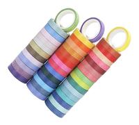 Healeved Set de 60 Cintas washi de Colores Lisos, Adhesivas y sin Pegamento Residual, para Scrapbook y en días Festivos